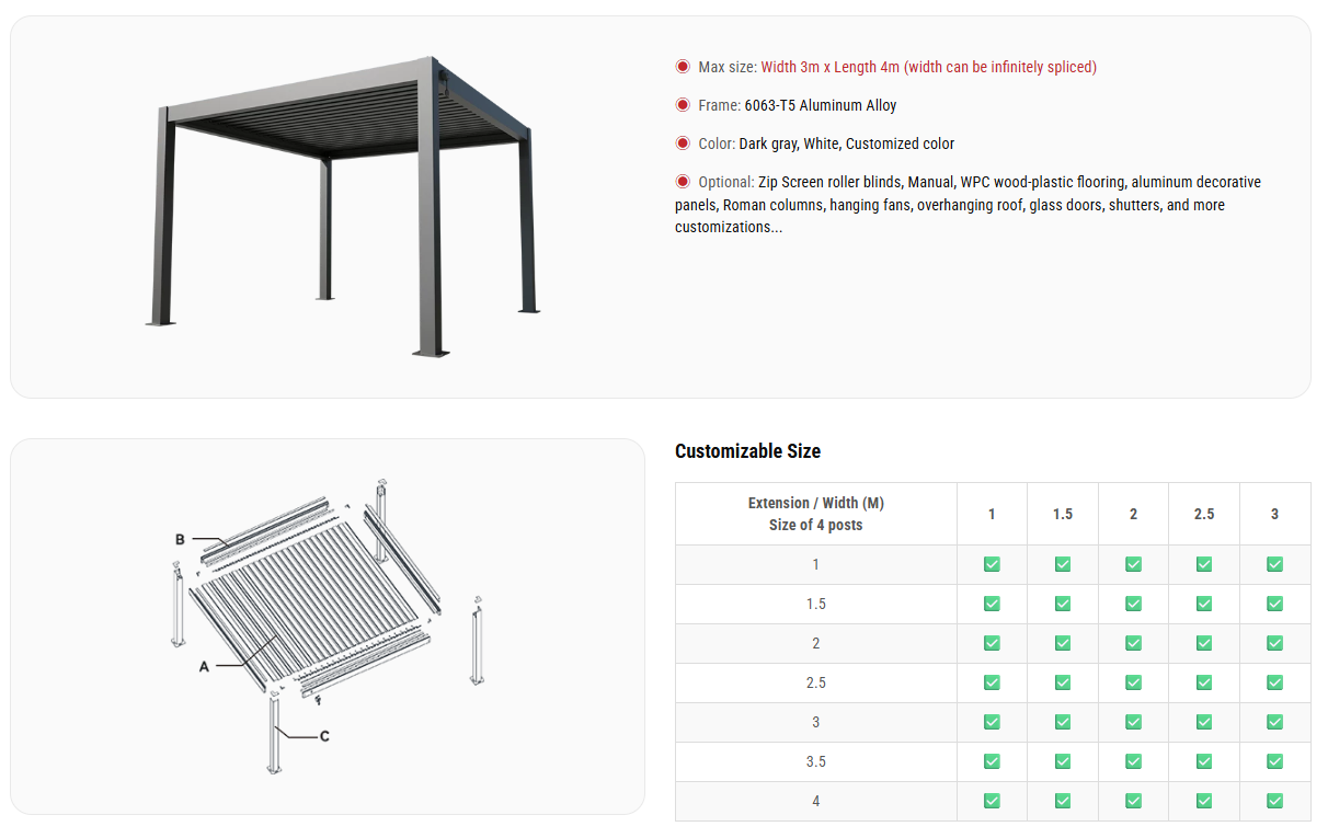 Aluminum Bioclimate Pergola wholesale